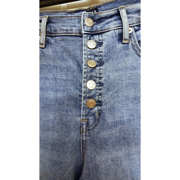 Gap Women Cigarette Skinny Jeans Size 10 Blue Stretch Distressed Denim Buttonfly - Picture 2 of 12